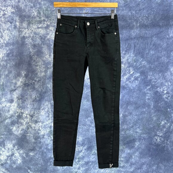 Levi's Black Mid-Rise Tapered Jeans w/ Reflective Selvedge Sz 27 - Picture 1 of 5